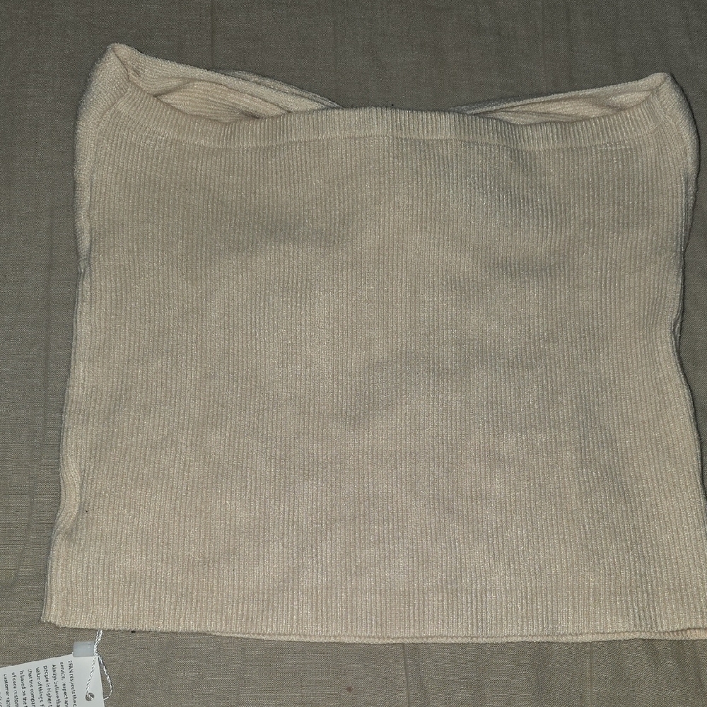 Cream Strapless Knit Top - Picture 2 of 3